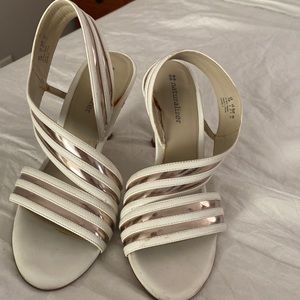 WHITE ROSE GOLD SANDAL HEEL